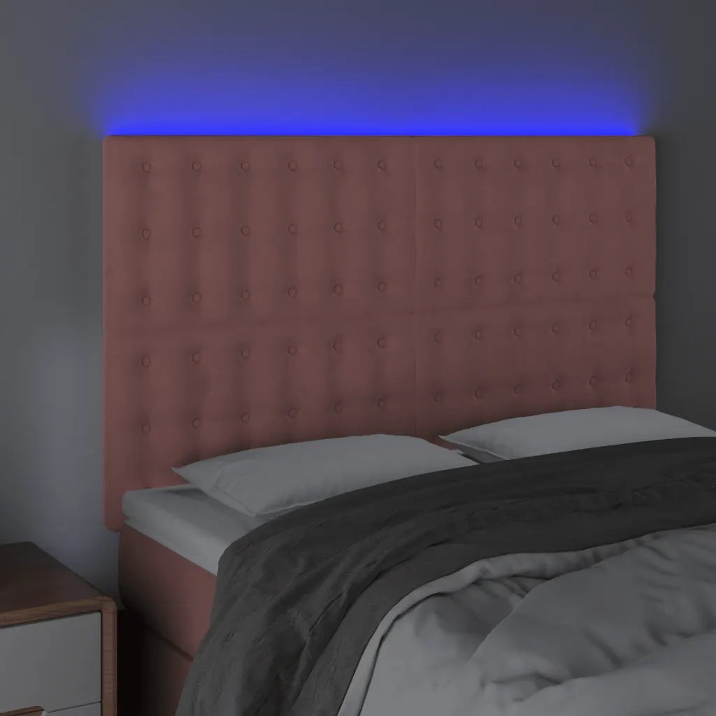 Testiera a LED-Testata con LED Rosa 144x5x118/128 cm in Velluto 860258