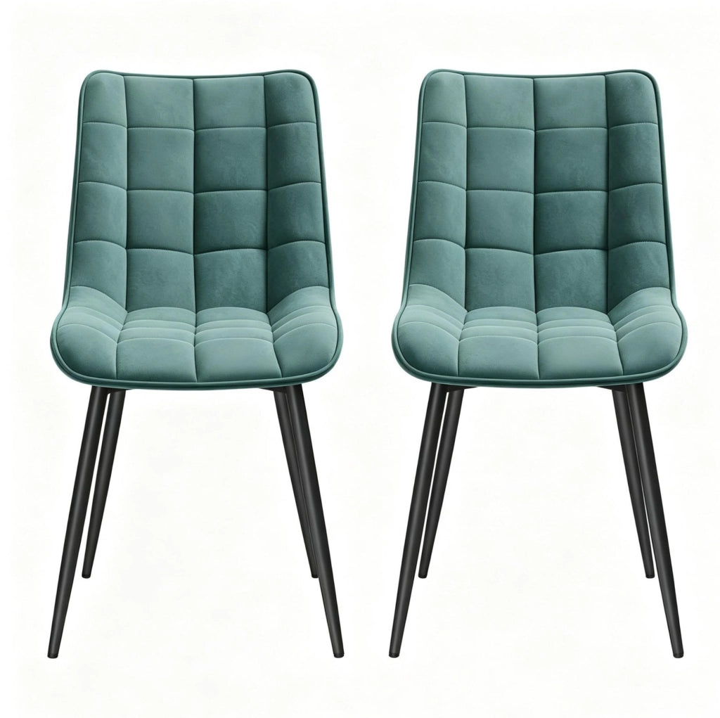 Set da 2 Sedie da Pranzo in Velluto con Struttura Metallica, 46x39 cm, Altezza Seduta 46,5 cm, Colore Variato