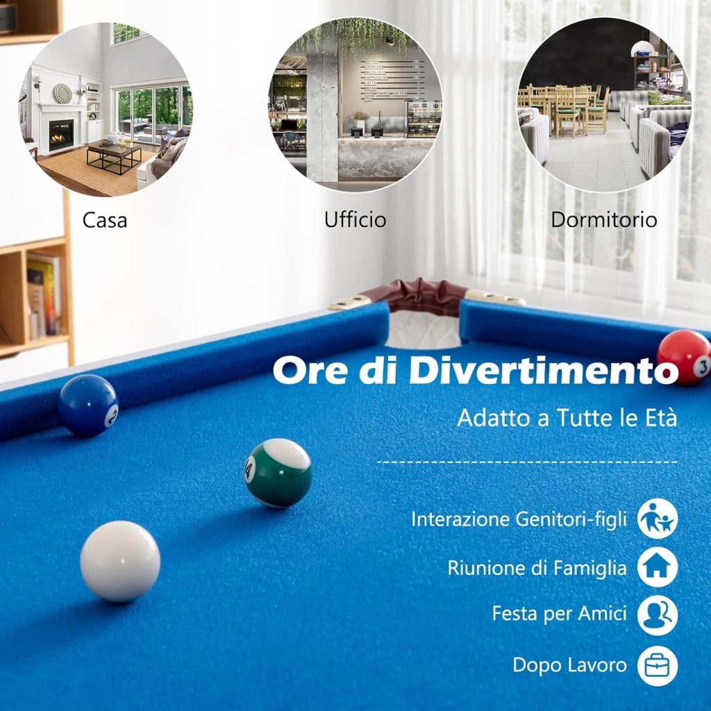 Tavolo da Biliardo Pieghevole, Mini Tavolo da Gioco Biliardo con Set di Accessori Stecche Palline Gessetti e Spazzola, Piedi Regolabili, per Sala Giochi bar Palestra, 122x64x78 cm