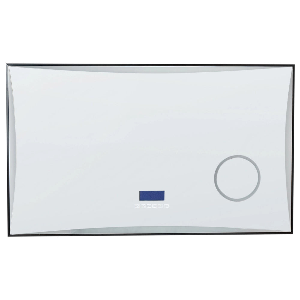 Specchio da bagno illuminato a LED rettangolare 100 x 60 cm Glamour con altoparlante Bluetooth Lente di ingrandimento