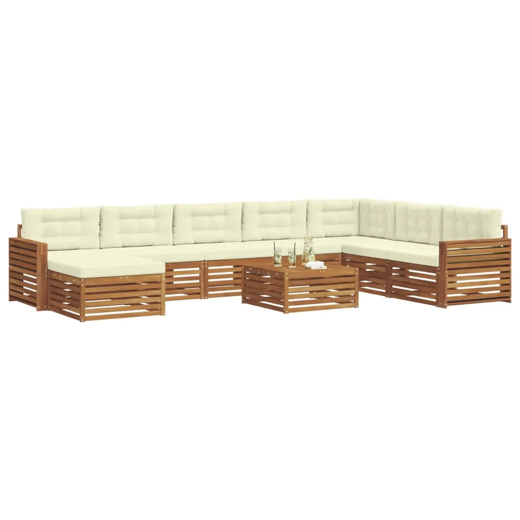 Set di divani da esterno con cuscino 9 pcs Naturale e Crema