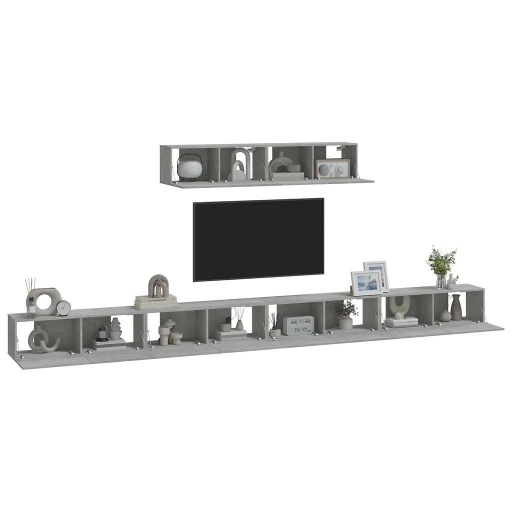 Set di Mobili Porta TV 6 pz Grigio Cemento in Legno Multistrato cod mxl 69351