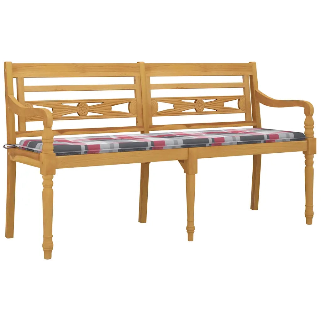 Panchina Batavia con Cuscino Motivo rosso 150 cm Massello Teak 3100839