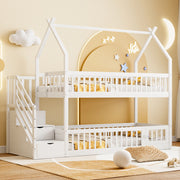Letto a castello per bambini 90x200 cm con scala e cassetti