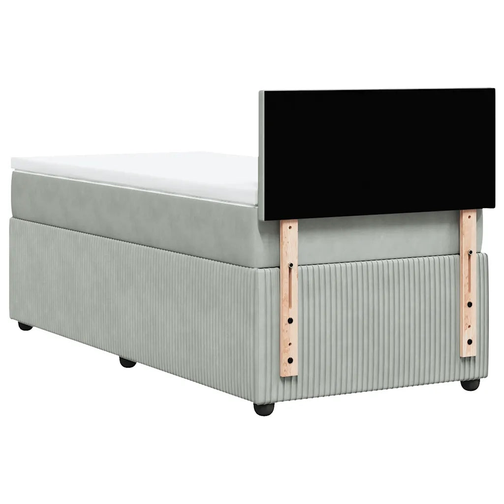 Giroletto a Molle con Materasso Grigio Chiaro 90x200 cm Velluto