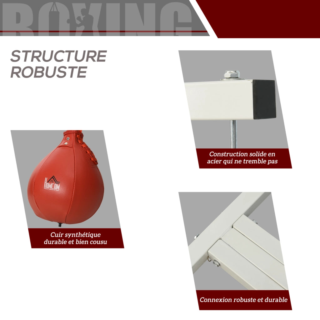 Sacco da boxe 2 in 1 con supporto e pera velocita' ¨C zephmum ¨C bianco 156x115x224 cm