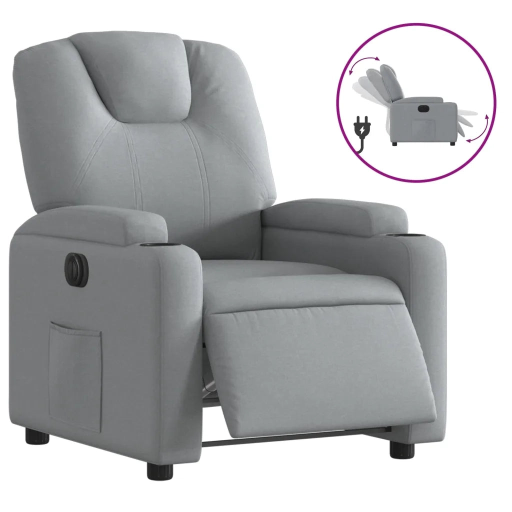 Poltrona | Sedia Relax Elettrica Reclinabile Grigio Chiaro in Tessuto