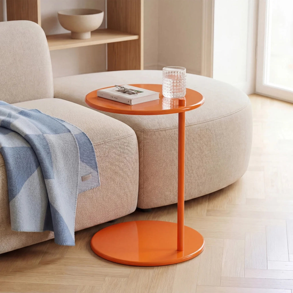 IDMarket - Set di 2 tavolini rotondi, tavolini da salotto, comodini LEONTINE da 40 cm in metallo arancione