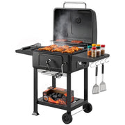 Barbecue a Carbone, Griglia Smoker con Ruote per Uso Esterno, Nero