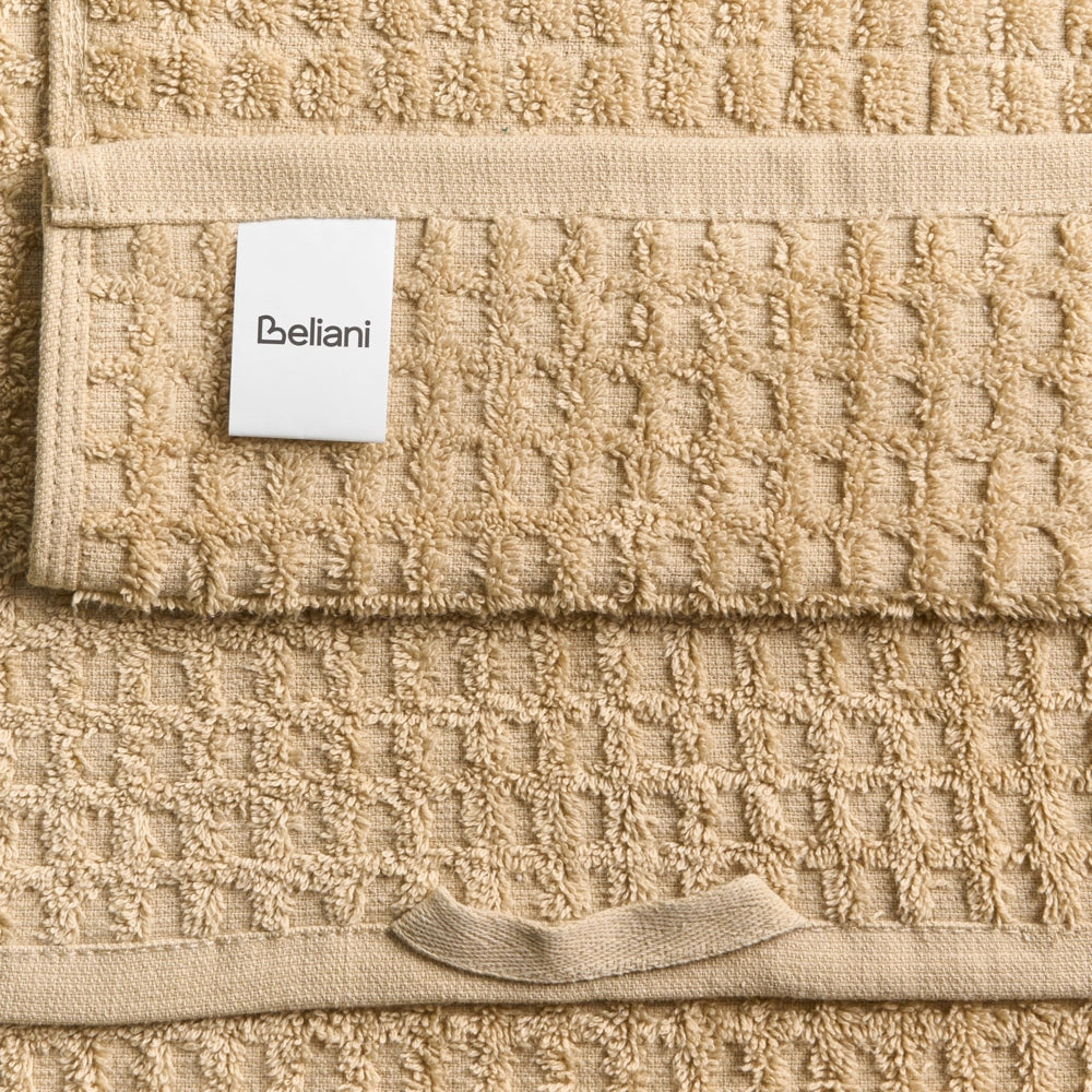 Set di 11 asciugamani Beige Sabbia in cotone per ospiti Asciugamano da bagno e tappetino da bagno