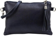 Borsa in Pelle Reale con Spalla Portatile Clutch Piccola Borsa da Sera 22x15cm G248 (Nero Scuro)