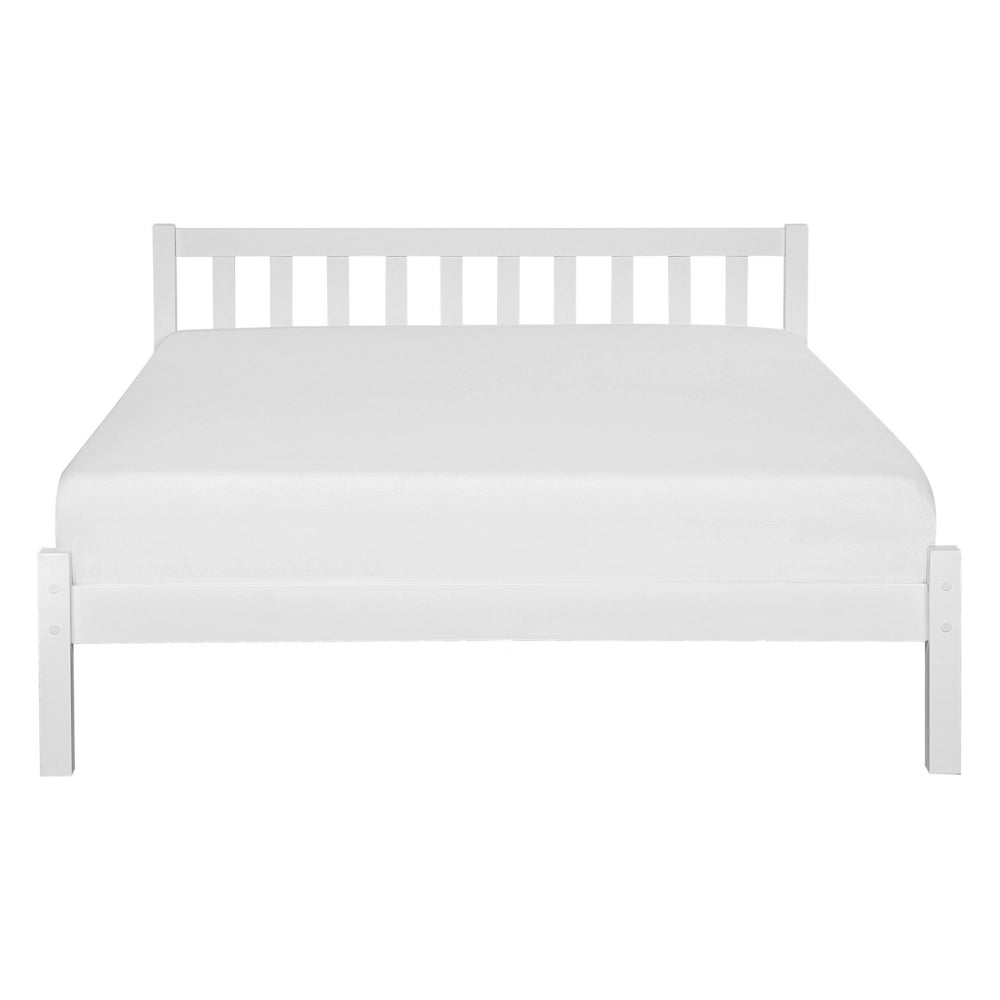 Letto in Legno di pino Bianco con Rete a Doghe Testiera Alta 140 x 200 cm