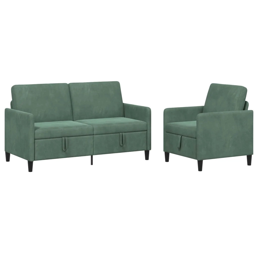 Set di Divani con Storage 2 pz Verde Mare Poliestere 3429201