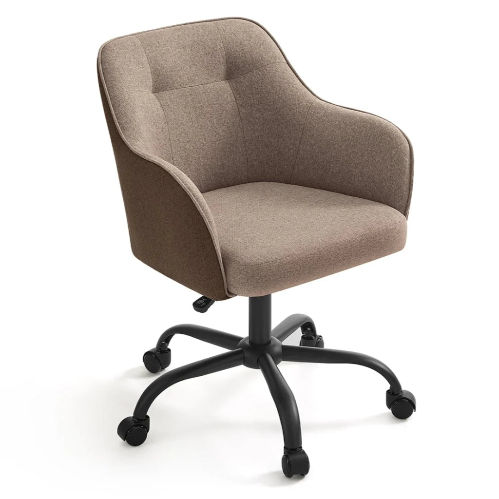 Sedia da ufficio sedia girevole seduta comoda ed ergonomica altezza regolabile portata 120 kg struttura in acciaio tessuto effetto lino marrone 12_0005883