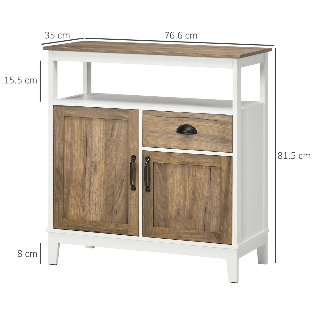 MOBILE DA CUCINA IN STILE RUSTICO CON ARMADIETTI E CASSETTO 76.6X 35X 81.5 CM BIANCO E MARRONE