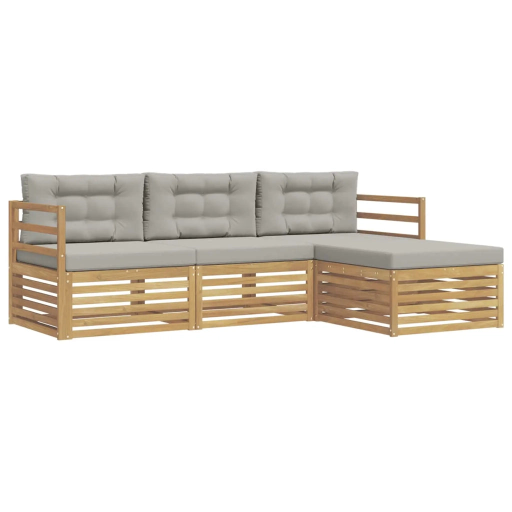 Set di divani da esterno 4 pcs Bianco e Grigio Chiaro