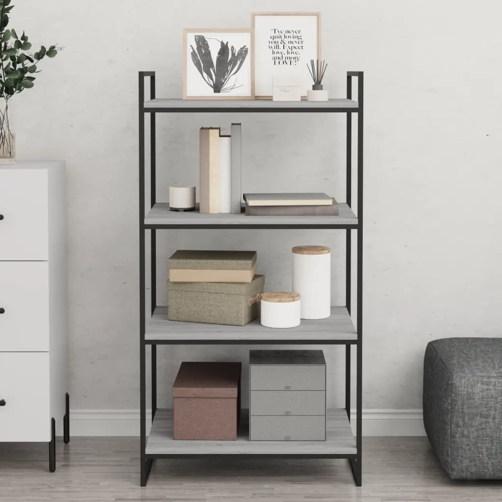 Mensole Parete 4pz Grigio Sonoma 60x40x1,5 cm Legno Multistrato 838245