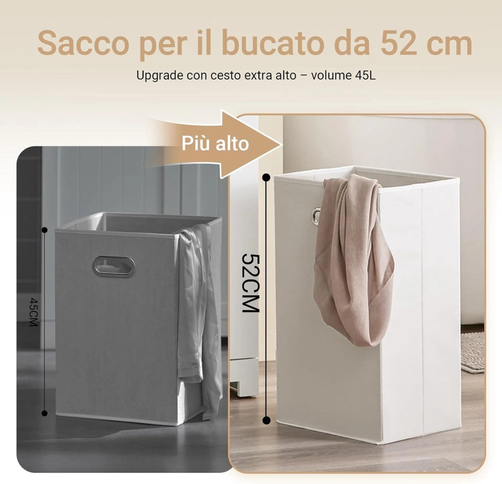 Mobile Bagno Salvaspazio Alto e Stretto Mobile Colonna con 1 Cassetto, 2 Cesti Portabiancheria e Ripiano Estraibile Armadietto da Bagno Multiuso 78x38x90cm BZR214-W