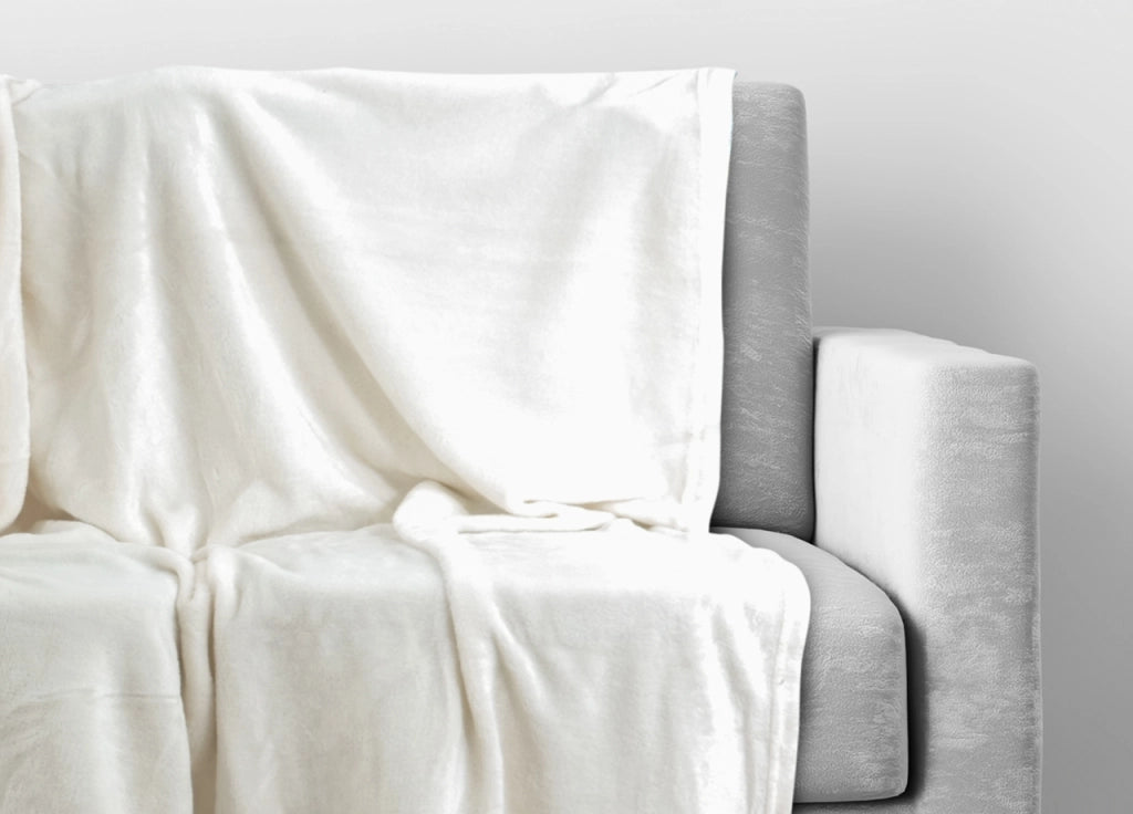 Morbido Plaid Coperta Pile Per Divano Singolo Matrimoniale Tinta Unita Panna - 1 Piazza - Panna