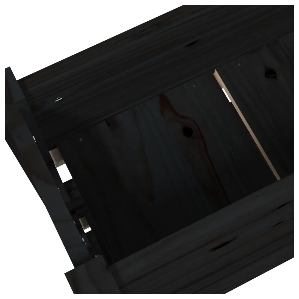 Fioriera-Vaso da Esterno-Contenitore per Piante Nera 77x25x104,5 cm in Legno Massello di Pino