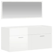 Mobiletto da bagno a parete con specchio 100 x 38,5 x 46 cm design moderno e pratico in legno composito bianco lucido 02_0049281