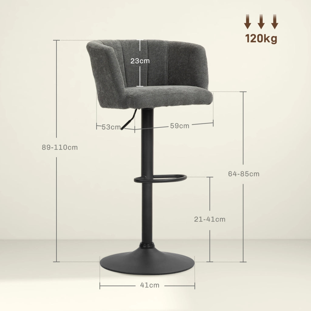 Set 2 sgabelli da bar girevoli grigio scuro