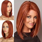 Perùcchia naturale a spalla lunga in miele per donne - Stile capelli diritto, forma comoda, ideale per uso quotidiano