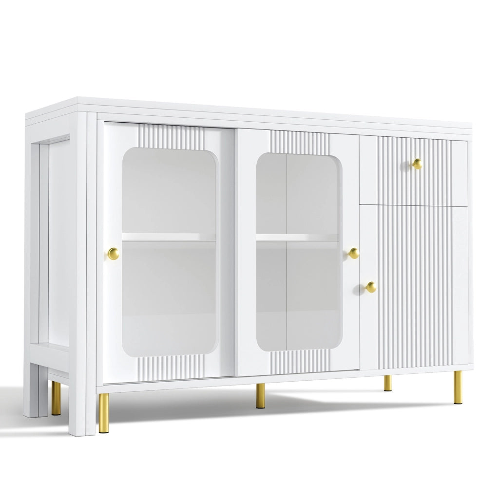 Madia sideboard con piano pieghevole ed estensibile 116x40x78;5 cm in MDF bianco