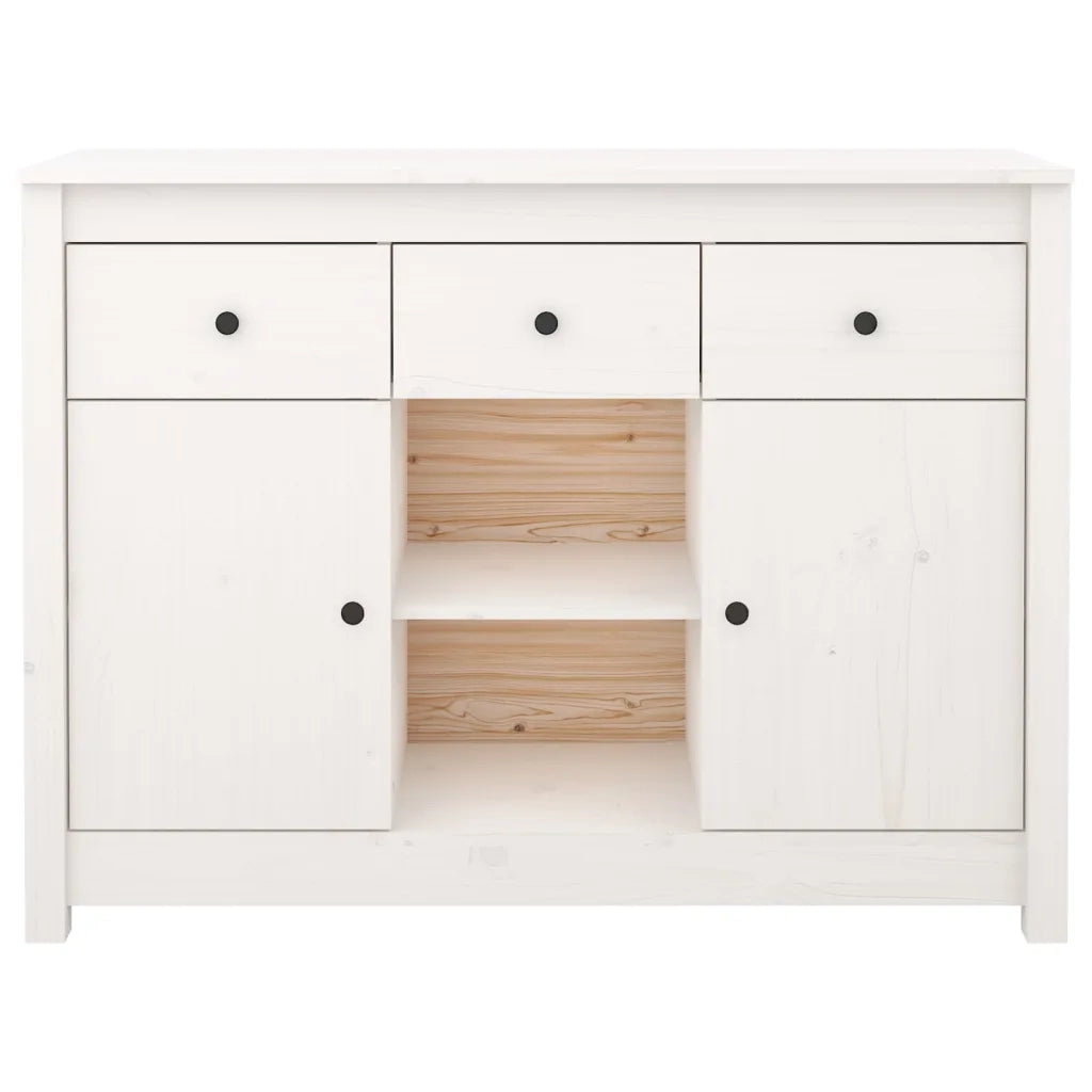 Credenza Bianca 100x35x74,5 cm in Legno Massello di Pino 814550