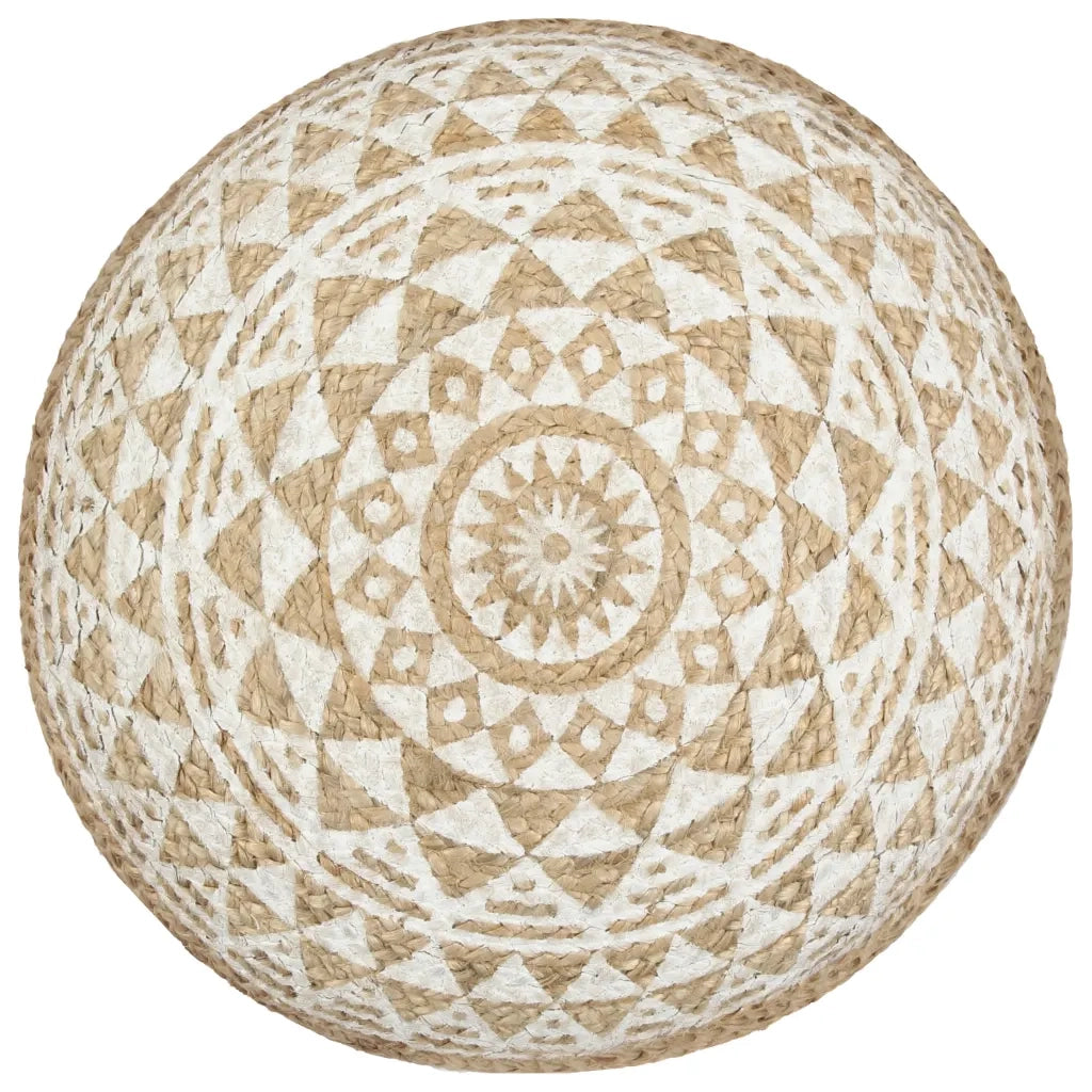 Pouf Lavorato a Mano Bianco 45x30 cm in Jutacod mxl 130128