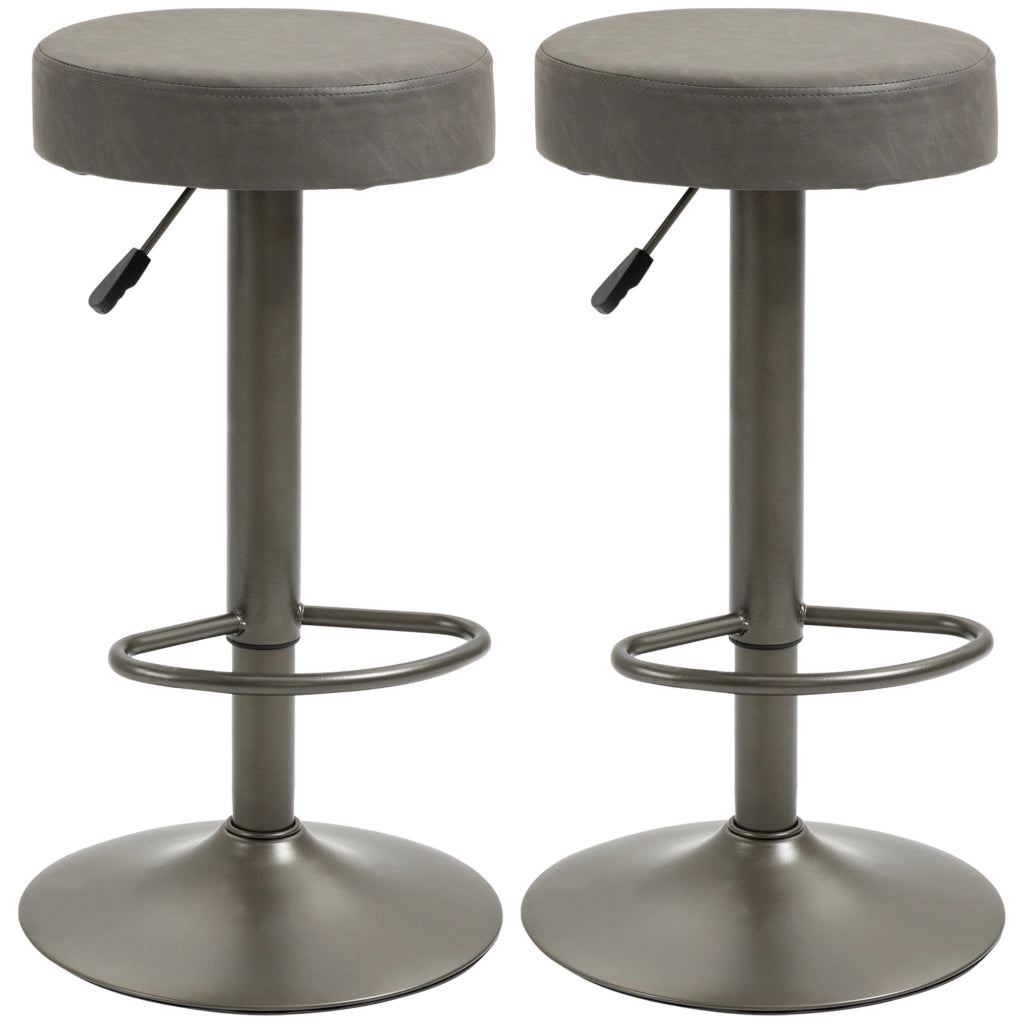 Sgabello da Bar Girevole con Poggiapiedi Regolabile ¨C Zephmum ¨C Grigio 35x36x64-85cm