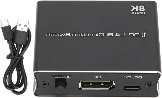 Switcher DisplayPort 1.4 8K-30Hz 4K-120Hz 1080P-240Hz 2 in 1 o 1 in 2 out.