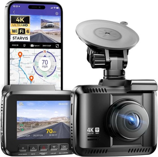 Dual Dashcam per Auto - Dual Camera per Auto - Camera per Auto con Visione Notturna - Camera per Auto con Senso di Movimento - Camera per Auto con Lente Wide-Angle - Modalità di Parcheggio - Registrazione Continua - Camera per Auto con Carta di Memoria SD