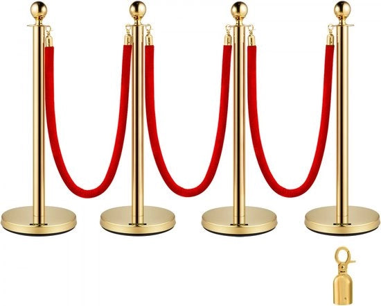 Barriere per Controllo della Folla Stanchion d'Oro 4x37,8 Pacco 3 Cavi d'Oro Duraturo Speciale Acquisto