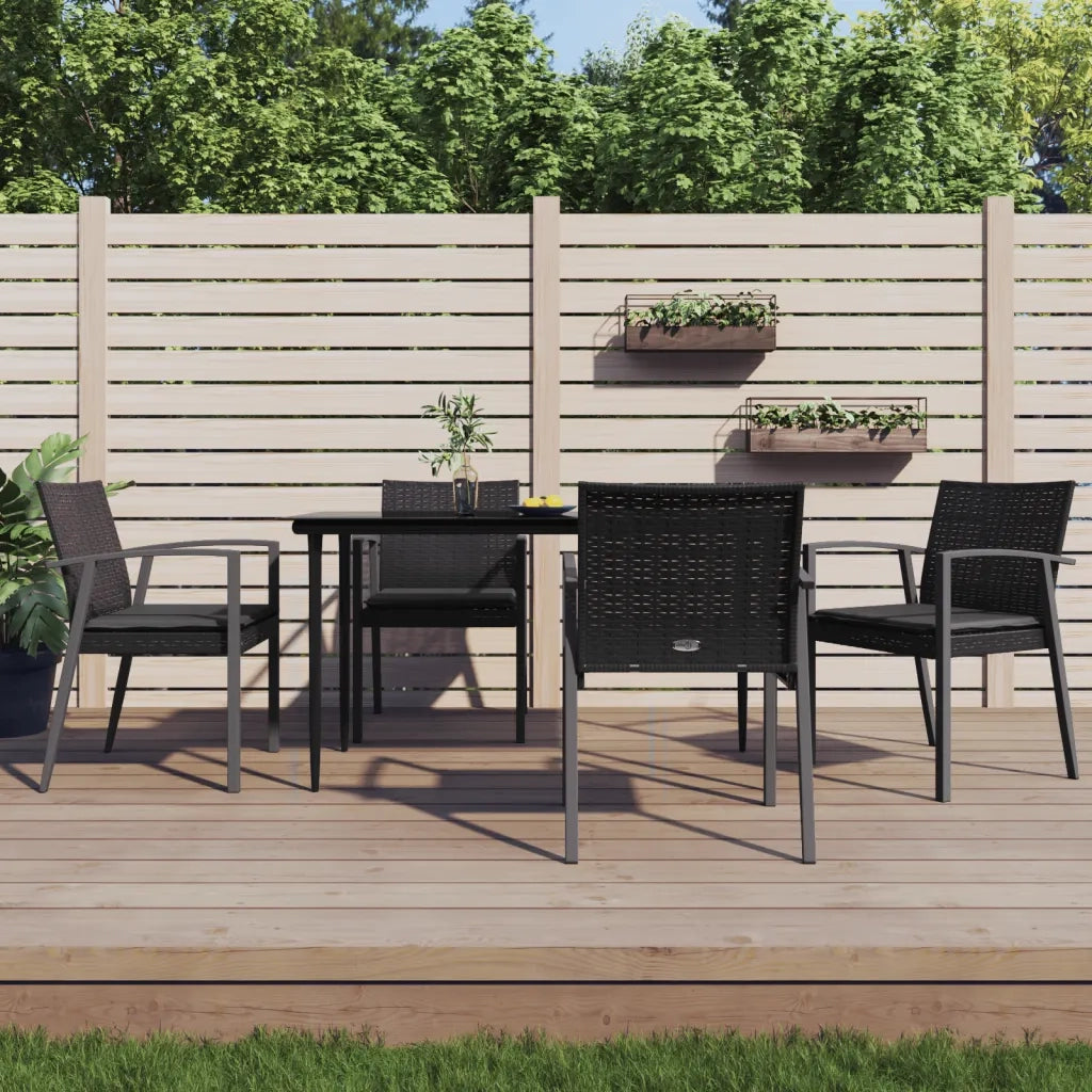 Sedie da Giardino con Cuscini 4 pz | Sedie da Esterno Nere 56,5x57x83 cm Polyrattan
