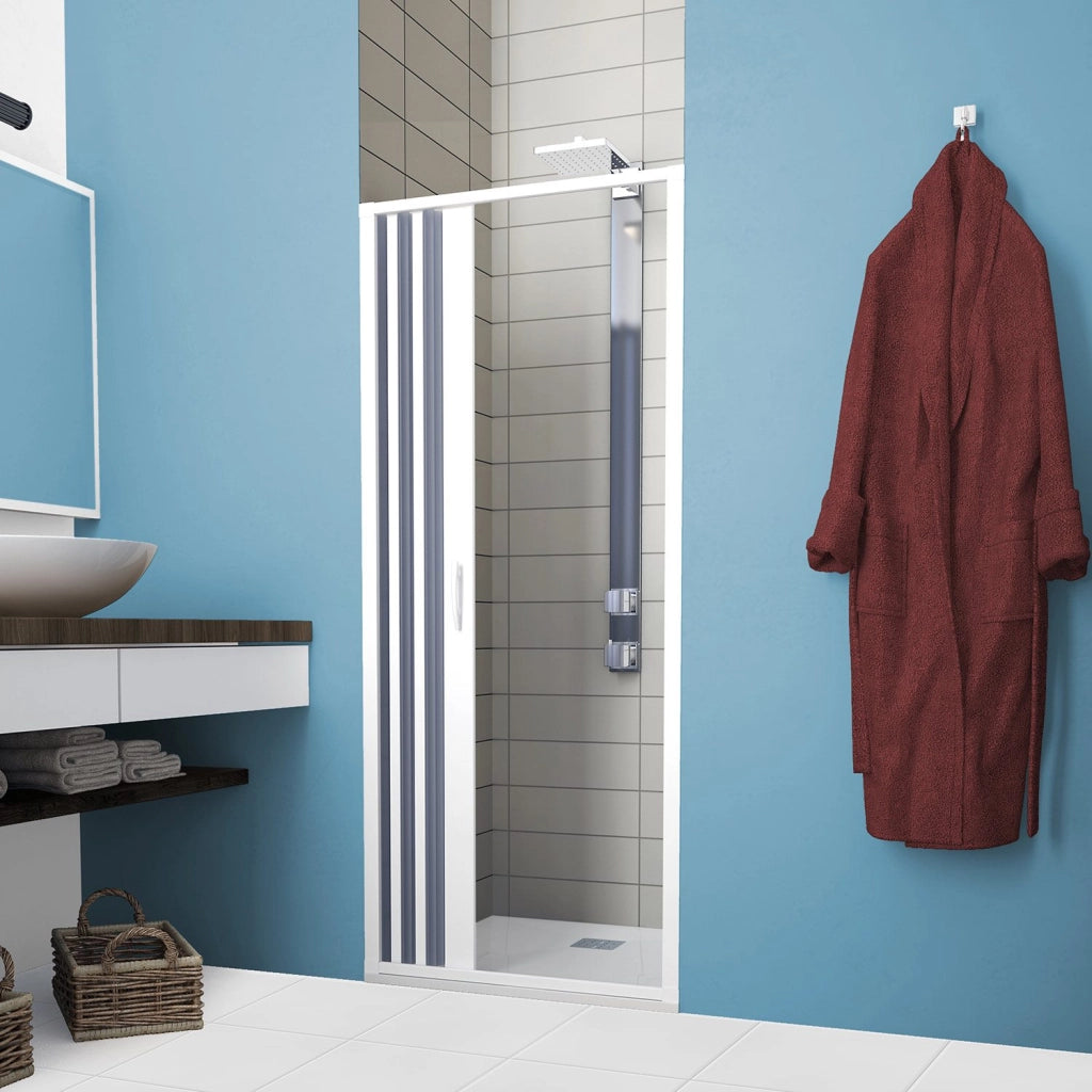Porta Doccia in PVC 120CM H185 a soffietto con Apertura Laterale colore Bianco mod. Flex