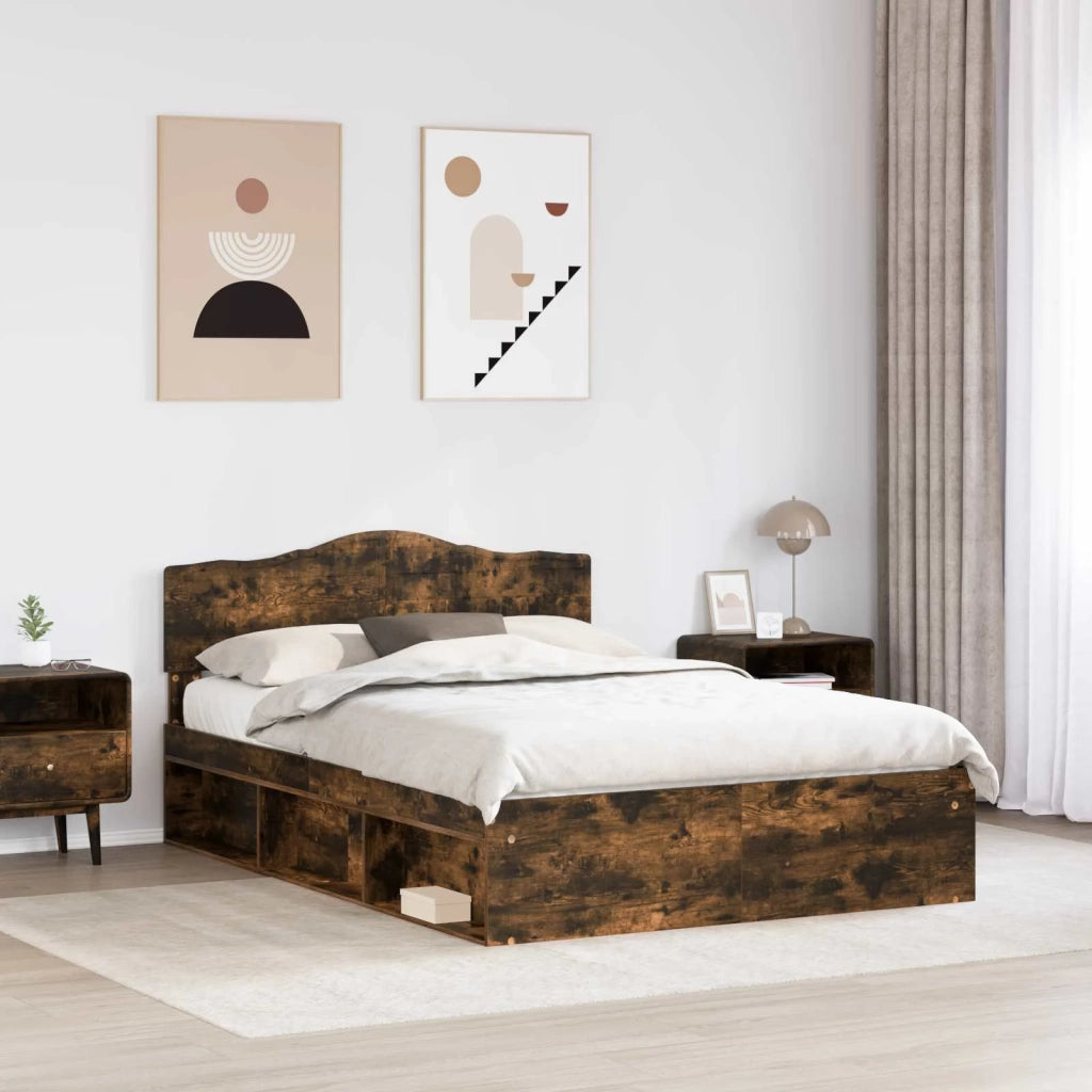 Struttura del letto Rovere fumé 150 x 200 cm Pino massello 3412884