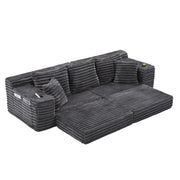 Divano letto modulare - con tasche laterali e portabicchieri - in velluto a coste - grigio scuro