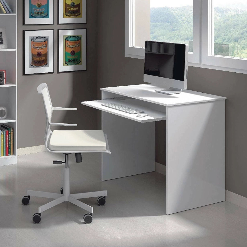 Ajeje, Scrivania un Ripiano, 90x54x79h cm Bianco