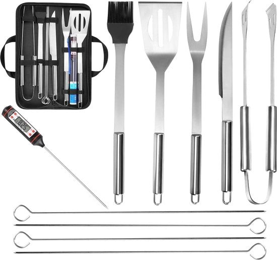 Set di accessori per barbecue con attrezzi in acciaio inossidabile
