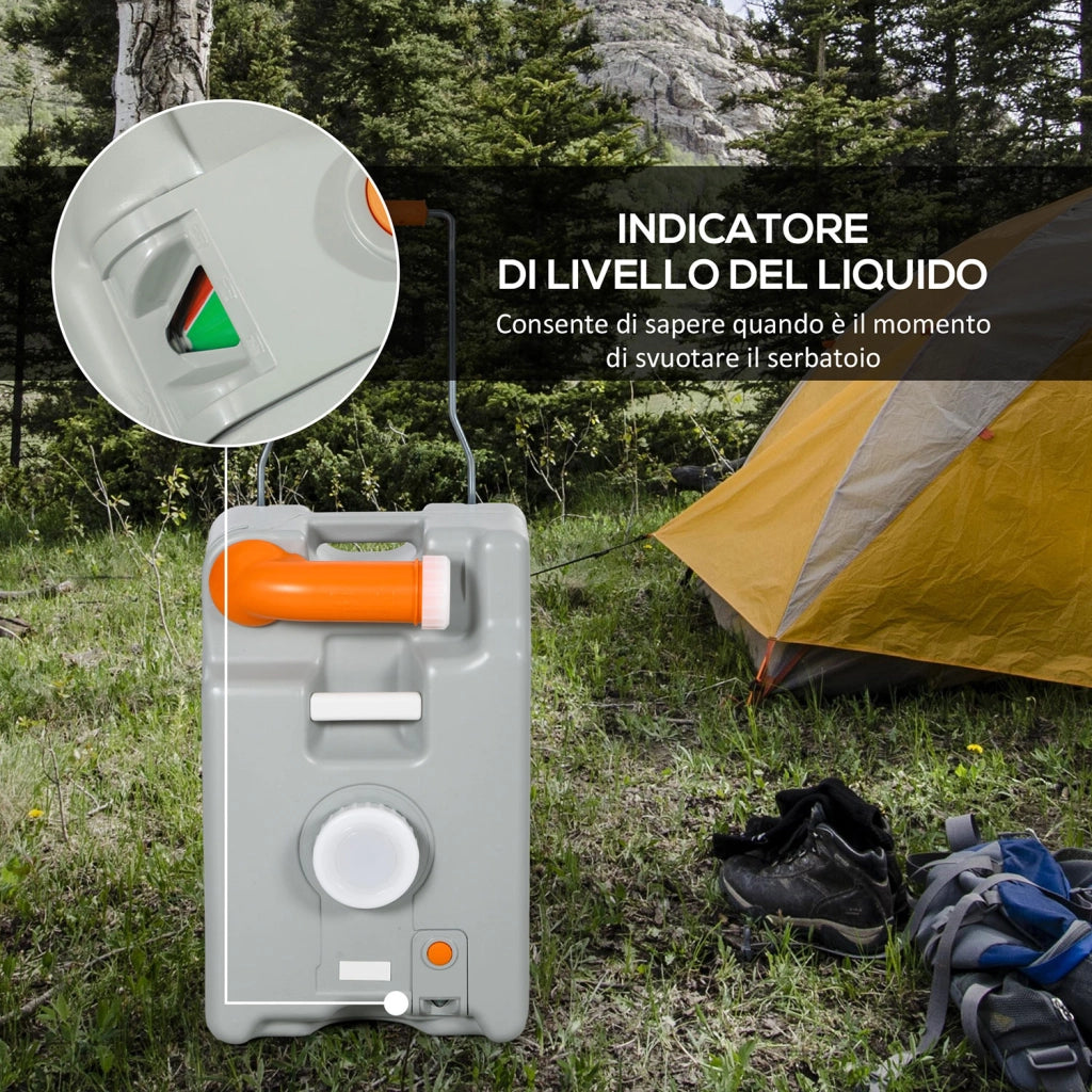 Serbatoio per Acqua da Campeggio 22L Indicatore con Livello di Liquido con Ruote Grigio