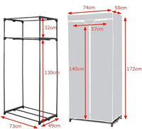 Armadio in Tessuto Armadio Cabina Pieghevole con Asta Appendiabiti, Vari Colori Disponibili, 75 x 50 x 170cm (Grigio)