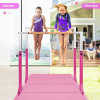 Parallele Doppie per Ginnastica, Sbarre Orizzontali Doppie con Larghezza Regolabile e 11 Altezze, capacità di Carico di 100 kg, Sbarre di Allenamento per Bambini 6-12 Anni