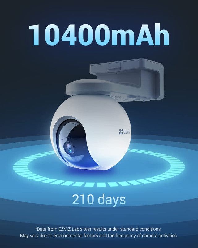 EZVIZ HB8, Telecamera WiFi da Esterno Motorizzata, WiFi,  Pan&Tilt con Copertura Visiva a 360¬∞ , batteria 210 giorni da 10400 mAh, pannello solare incluso