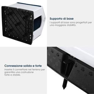 Cuccia per Cani da Esterno Impermeabile, Canile Villa per Cani in PP Resina, Bianco/Blu (69 x 64 x 71 cm)