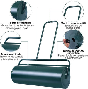 Rullo per Prato Larghezza 90cm Ø30, capacità di Riempimento 63L (Verde)