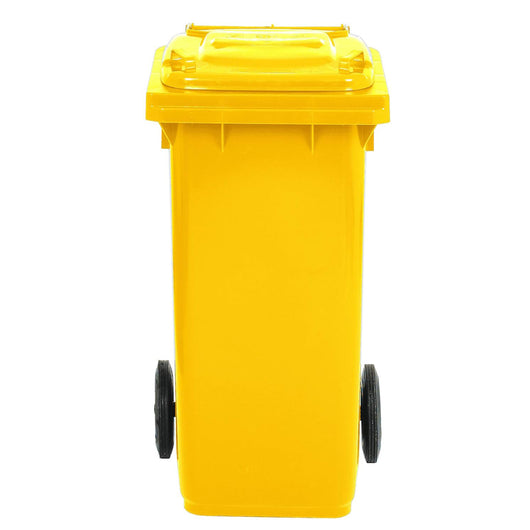 BIDONE RACCOLTA DIFFERENZIATA CARRELLATO 240LT + PEDALE + ANELLO + ASTE GIALLO MOBIL PLASTIC