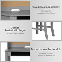 Set Scrivania e Sedia per Bambini 5-12 Anni, Tavolo in Materiale Sicuro con Bacheca in Sughero, 2 Cassetti e Spazio Ampio, Design Moderno, Ideale per Studio e Disegno (Grigio)