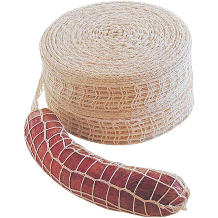 RETE ALIMENTARE ELASTICA PER CARNE E INSACCATTI COTONE E LATTICE QUADRI 14 Ø9cm L:50m 4F 018114