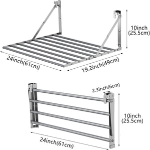 Stendibiancheria da Parete Pieghevole Antiruggine Resistente Stendino da Esterno o Interni, Salvaspazio Stendino per Balcone Bagn, con 8 Asticelle, 60cm